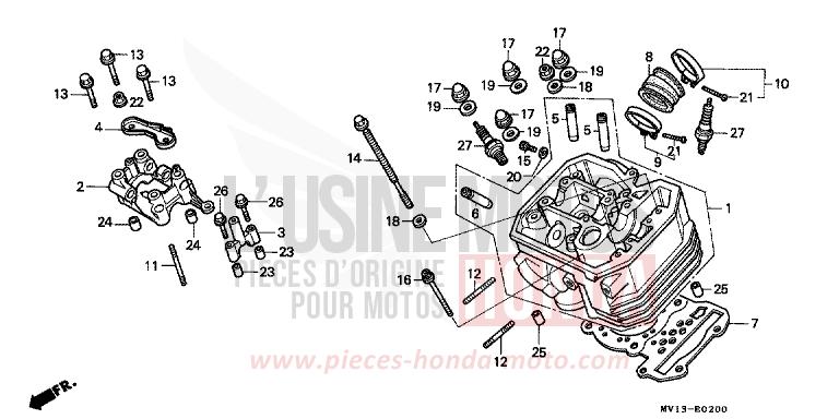 CULASSE DE CYLINDRE AVANT de Africa Twin 750 SHASTA WHITE (NH138H) de 1990